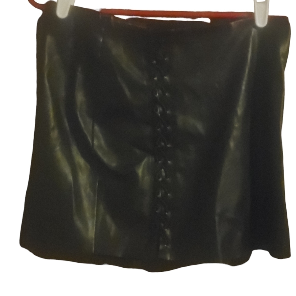 Rue 21 faux black leather mini skirt size Medium 3 for $12